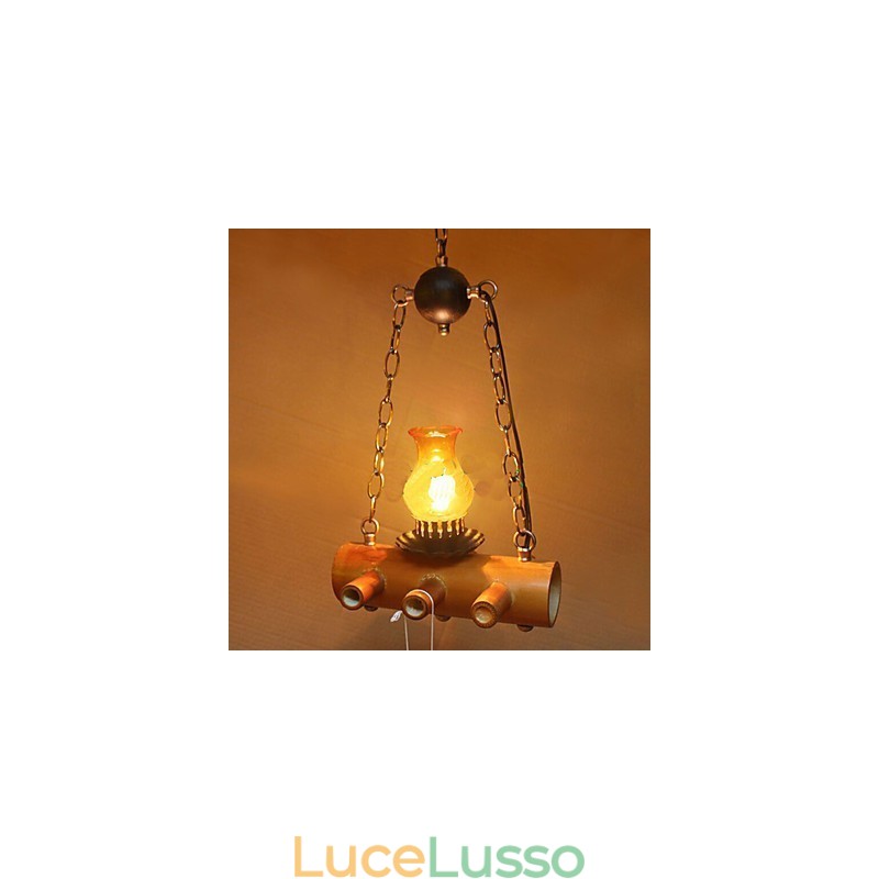Lampadario a testa singola in bambù antico stile country americano