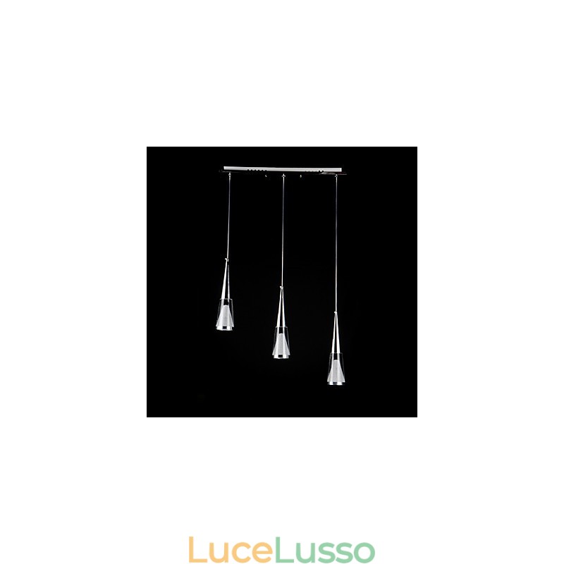 Lampada a sospensione moderna contemporanea in metallo a 3 luci