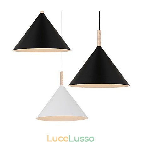 Mini lampada a sospensione artistica a cono 1 luce Modern Simplicity Finish Nero Bianco Alluminio e luce a goccia in legno Mini lampada a sospensione artistica a cono 1 luce Modern Simplicity Finish Nero Bianco Alluminio e luce a goccia in legno