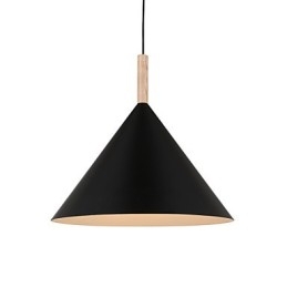 Mini lampada a sospensione artistica a cono 1 luce Modern Simplicity Finish Nero Bianco Alluminio e luce a goccia in legno