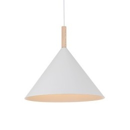 Mini lampada a sospensione artistica a cono 1 luce Modern Simplicity Finish Nero Bianco Alluminio e luce a goccia in legno
