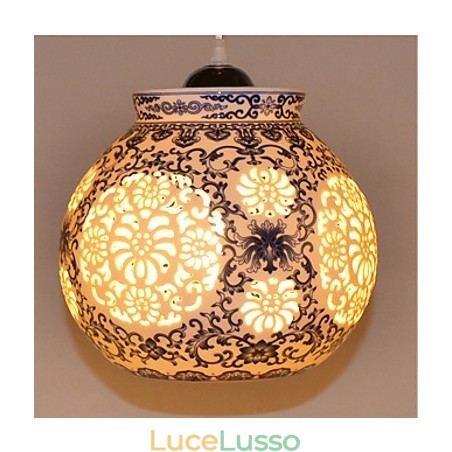 Lampada in ceramica retrò Lampadario a testa singola blu Scale Lampadario creativo Lampada in ceramica retrò Lampadario a testa singola blu Scale Lampadario creativo