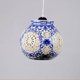 Lampada in ceramica retrò Lampadario a testa singola blu Scale Lampadario creativo