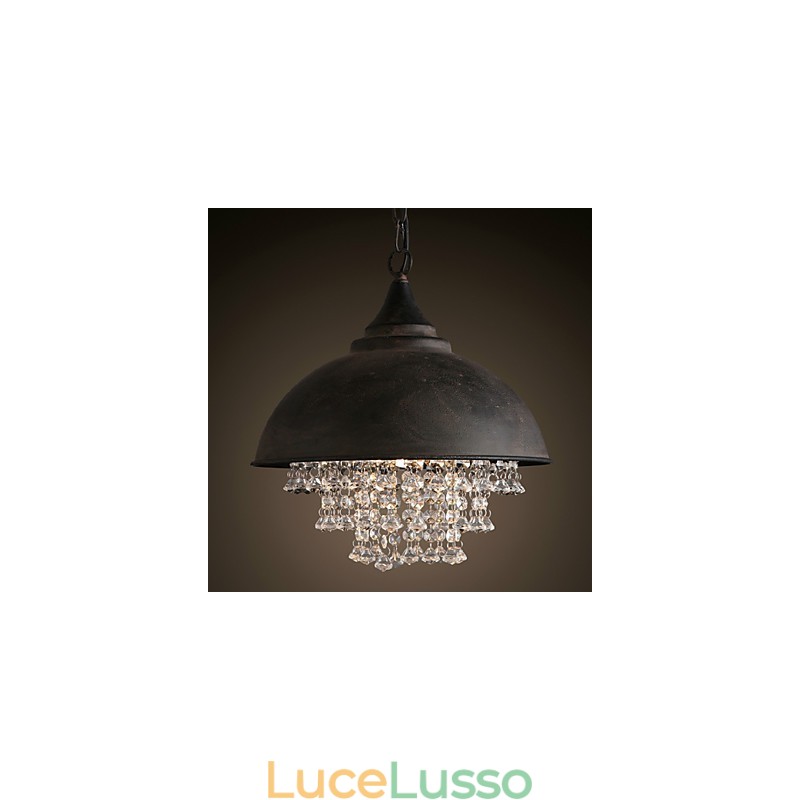 Lampada a sospensione Loft Cristallo Retro Caffè Luce Garage Metallo