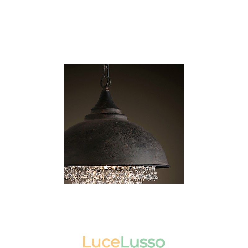 Lampada a sospensione Loft Cristallo Retro Caffè Luce Garage Metallo