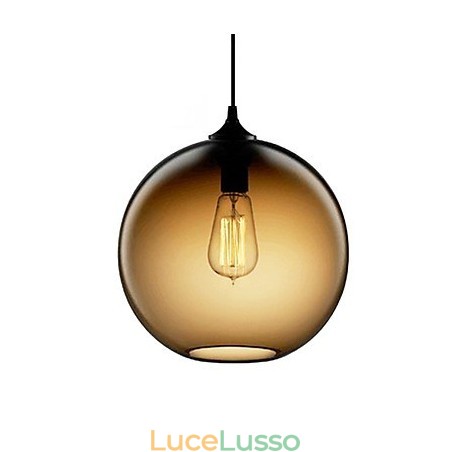 Lampada a sospensione moderna in vetro con design a bolle rotonde marroni Lampada a sospensione moderna in vetro con design a bolle rotonde marroni