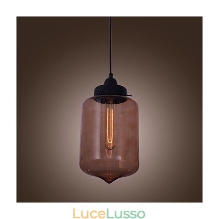 Lampada a sospensione moderna in vetro da 70 W con design a bottiglia trasparente Lampada a sospensione moderna in vetro da 70 W con design a bottiglia trasparente
