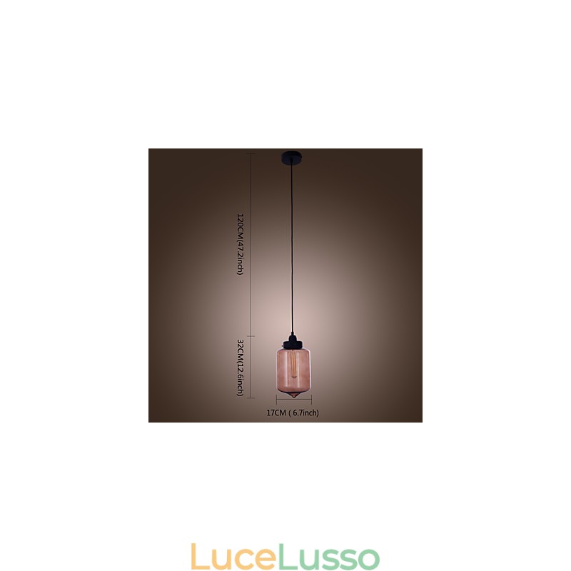 Lampada a sospensione moderna in vetro da 70 W con design a bottiglia trasparente