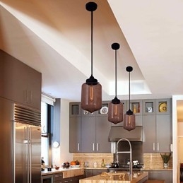 Lampada a sospensione moderna in vetro da 70 W con design a bottiglia trasparente