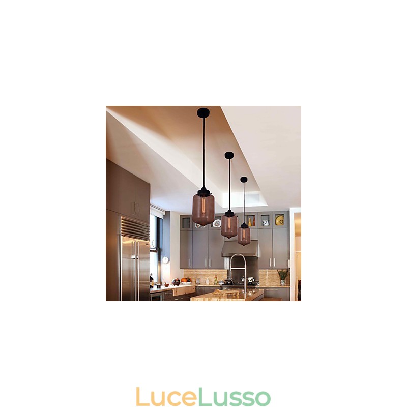 Lampada a sospensione moderna in vetro da 70 W con design a bottiglia trasparente