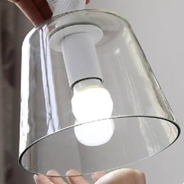 Lampadario in vetro con uccelli e anatroccoli a testa singola, lampadario per pasti