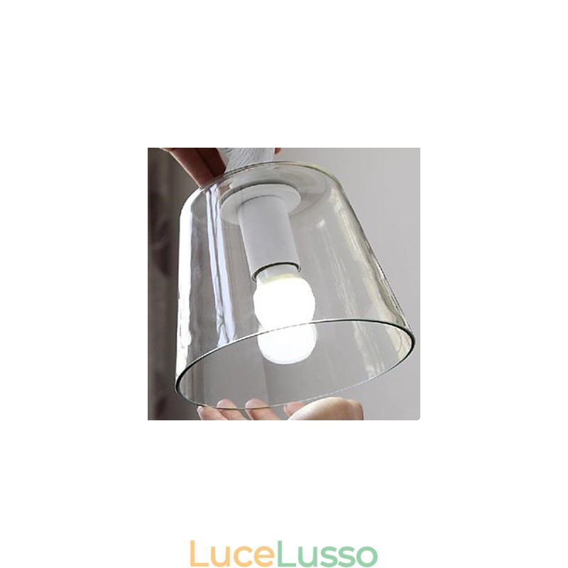 Lampadario in vetro con uccelli e anatroccoli a testa singola, lampadario per pasti