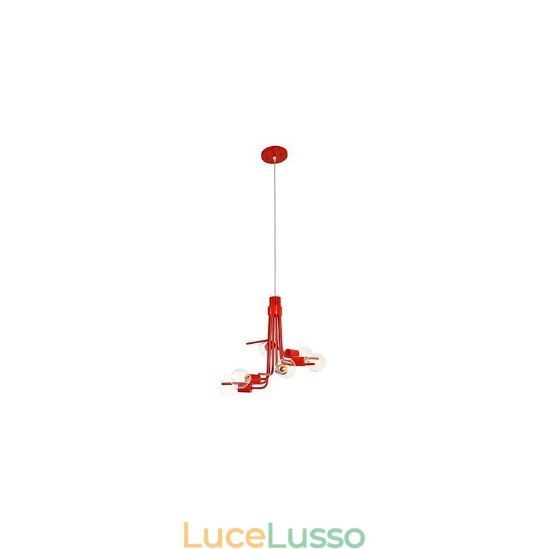 Lampada a sospensione caratteristica in stile nordamericano a 6 luci in rosso