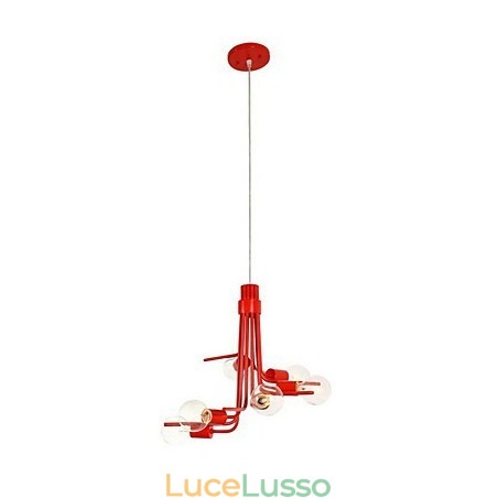 Lampada a sospensione caratteristica in stile nordamericano a 6 luci in rosso Lampada a sospensione caratteristica in stile nordamericano a 6 luci in rosso
