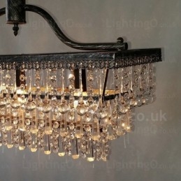Lampadario in metallo di cristallo classico tradizionale rettangolare a 3 livelli per