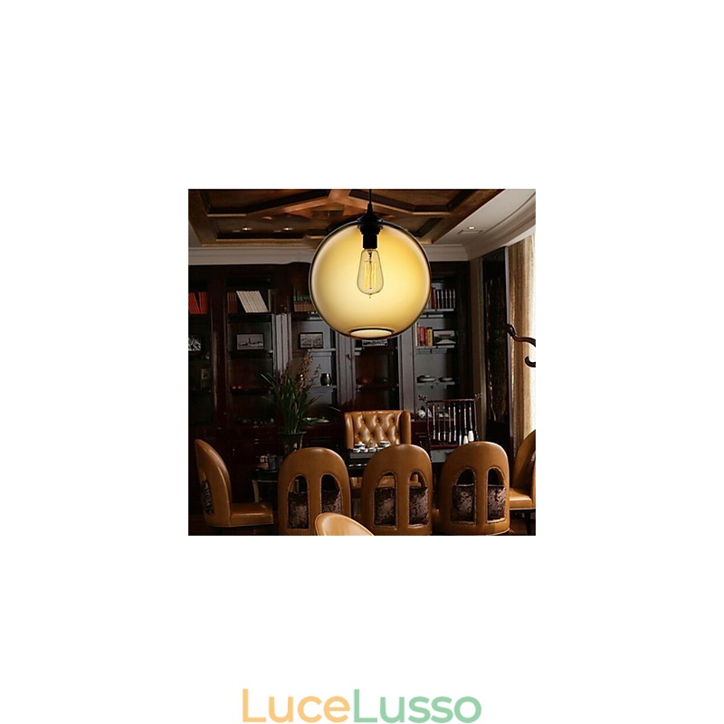 Lampada a sospensione in vetro a testa singola creativa retrò Cafe nella boccia dei pesci rossi