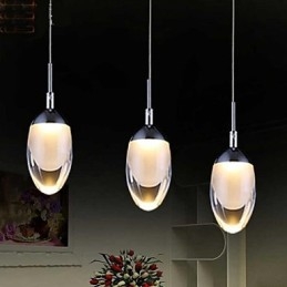 Lampada a sospensione moderna in metallo cromato contemporaneo