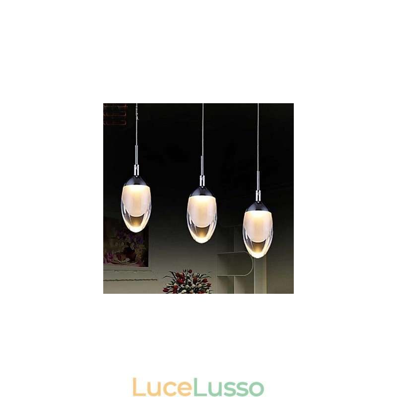 Lampada a sospensione moderna in metallo cromato contemporaneo