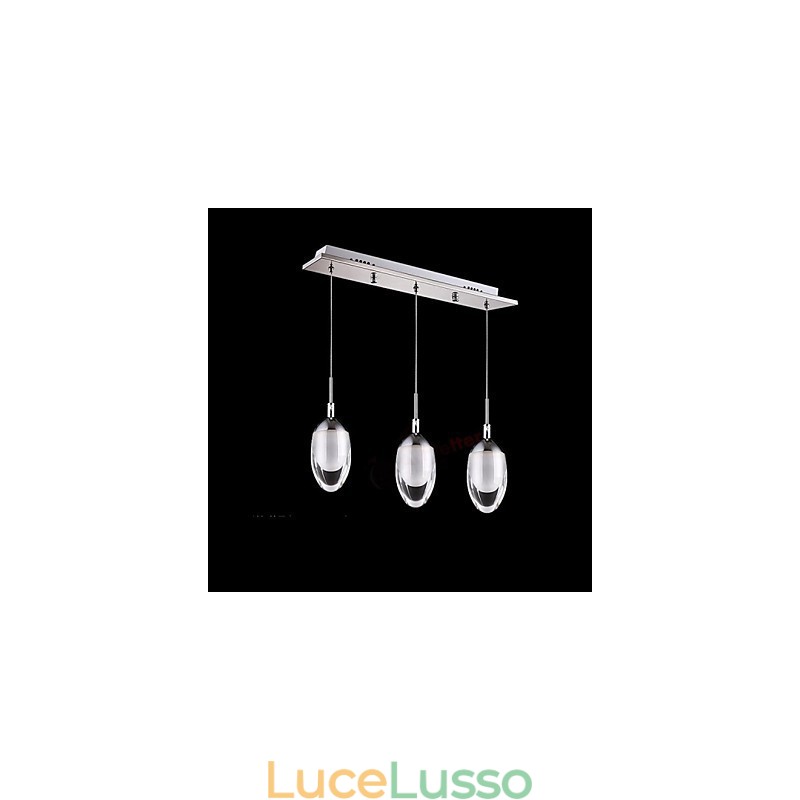 Lampada a sospensione moderna in metallo cromato contemporaneo