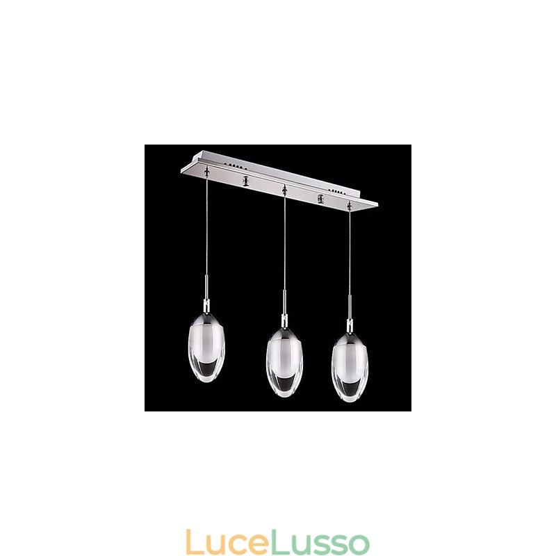 Lampada a sospensione moderna in metallo cromato contemporaneo