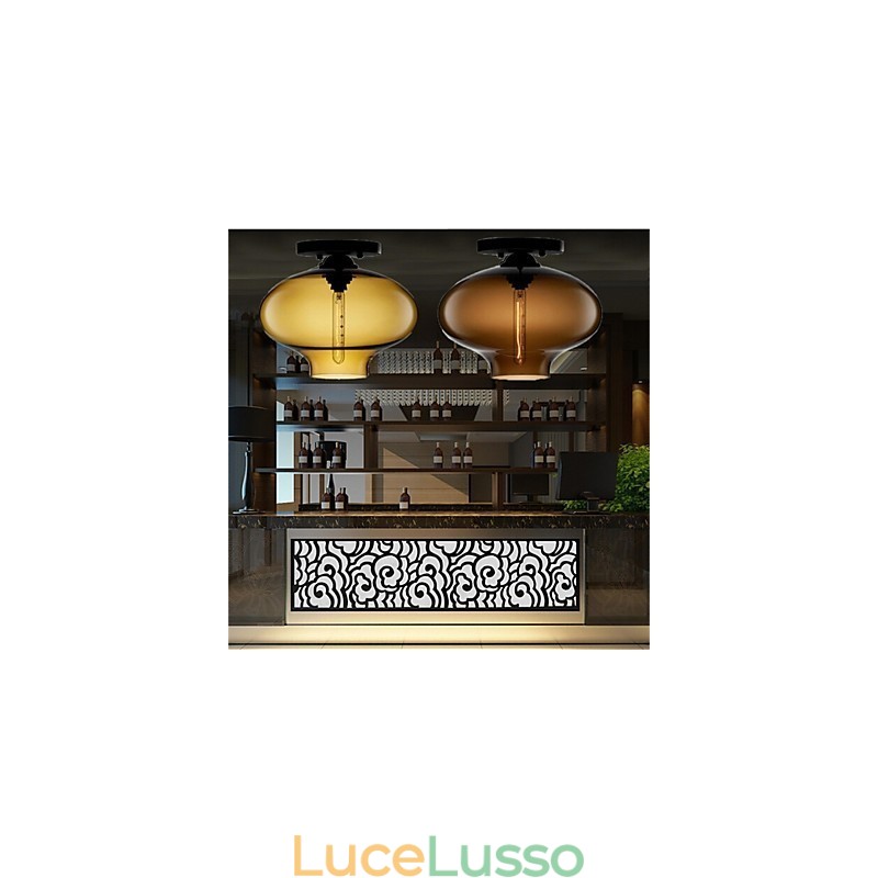 Lampada a sospensione in vetro a testa singola creativa retrò Cafe nella boccia dei pesci rossi