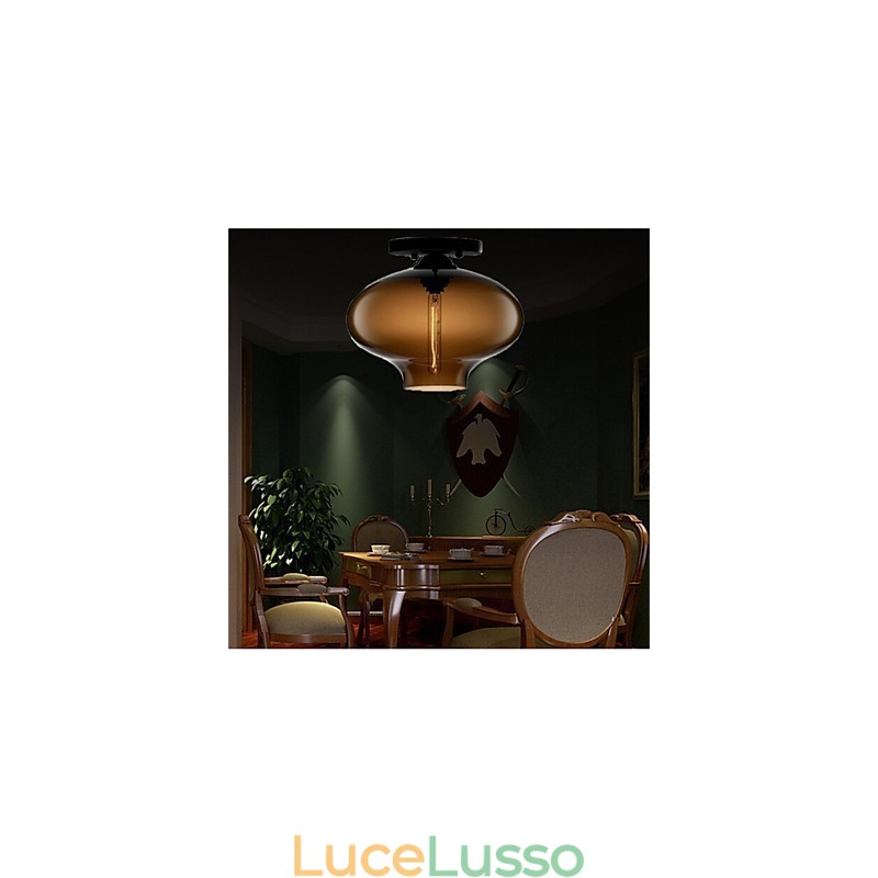 Lampada a sospensione in vetro a testa singola creativa retrò Cafe nella boccia dei pesci rossi