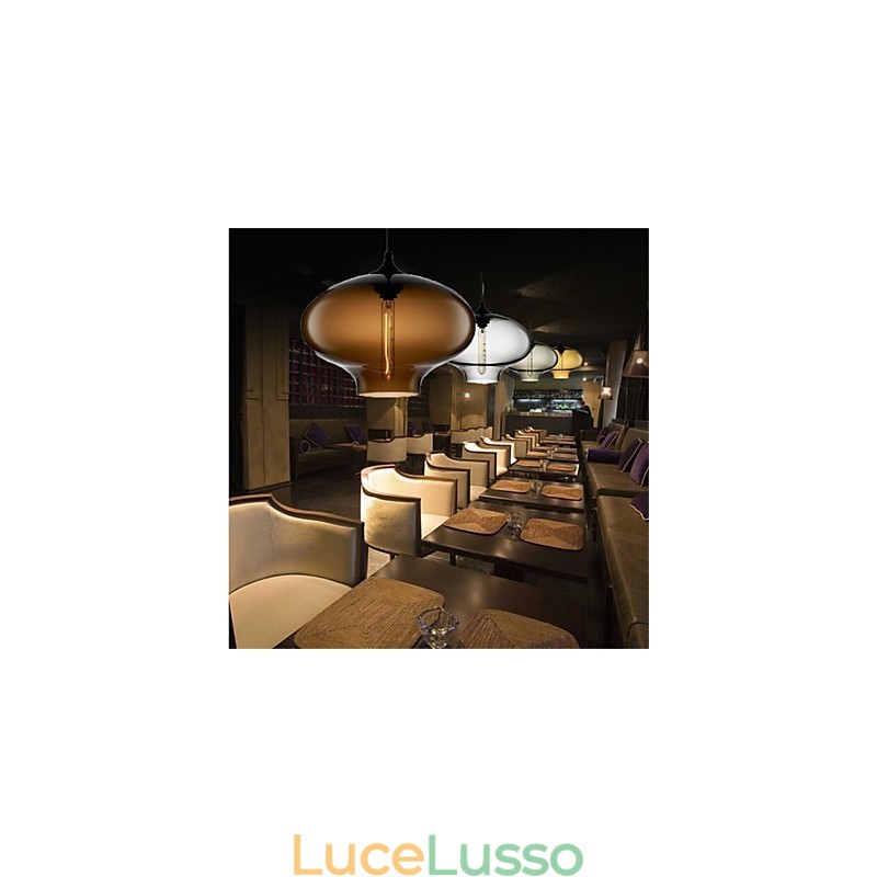 Lampada a sospensione in vetro a testa singola creativa retrò Cafe nella boccia dei pesci rossi