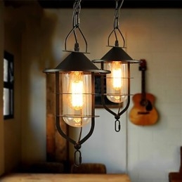 Lampada a sospensione in metallo con pittura in stile mini retrò