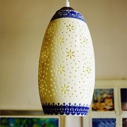 Lampada in ceramica retrò Lampadario a testa singola blu per scale Lampadario creativo