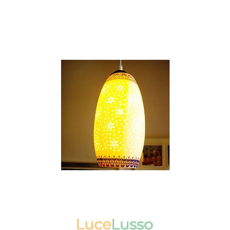 Lampada in ceramica retrò Lampadario a testa singola blu per scale Lampadario creativo