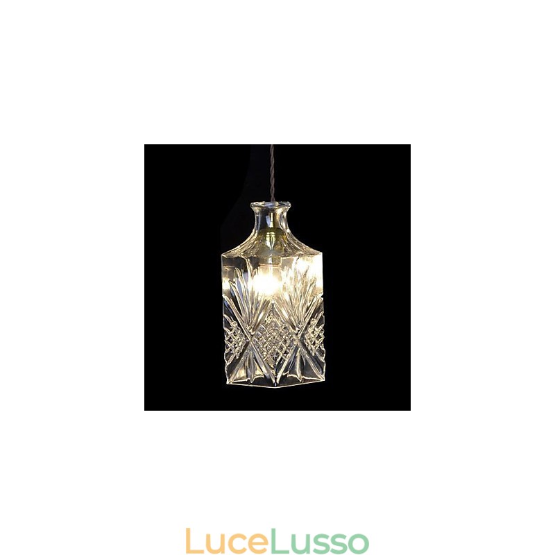 Lampada a sospensione moderna in metallo e cristallo contemporaneo