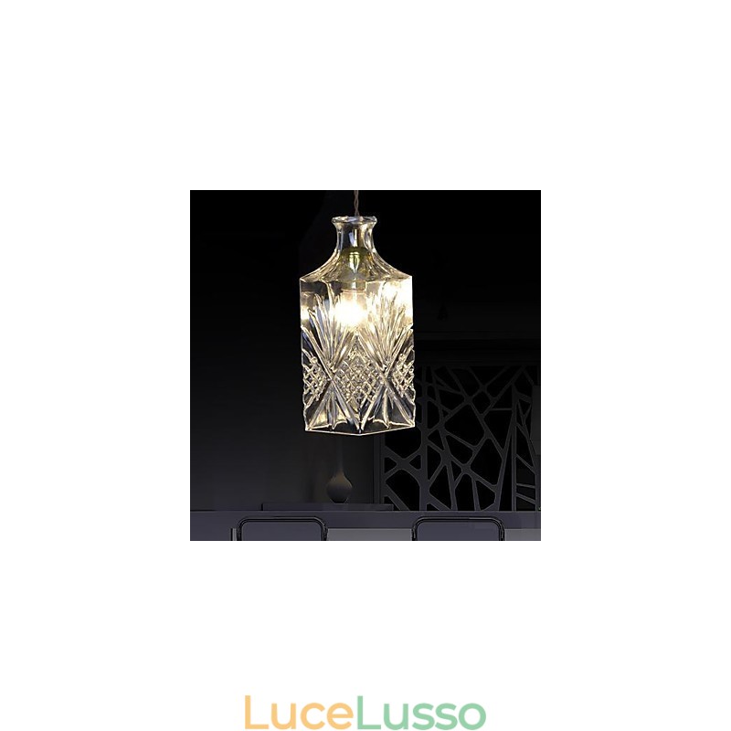 Lampada a sospensione moderna in metallo e cristallo contemporaneo