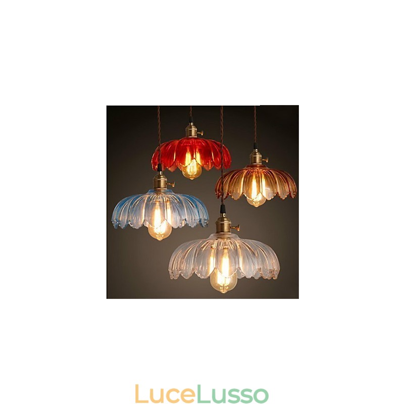 Il lampadario in vetro con fiori retrò Old Shanghai con cappuccio in rame