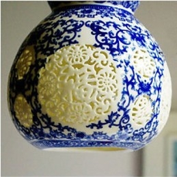 Lampada in ceramica retrò Lampadario a testa singola blu Scale Lampadario creativo