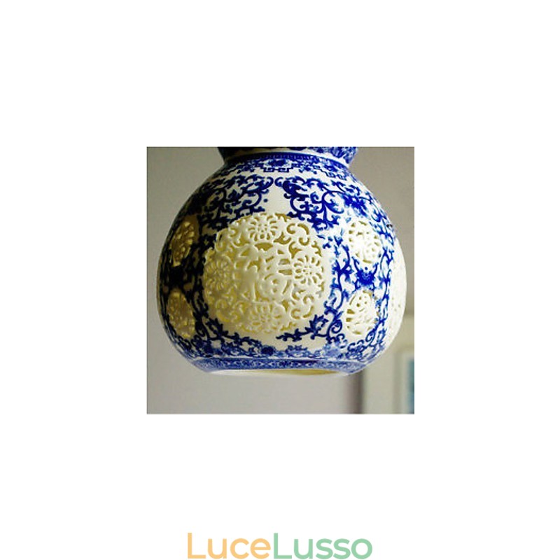 Lampada in ceramica retrò Lampadario a testa singola blu Scale Lampadario creativo