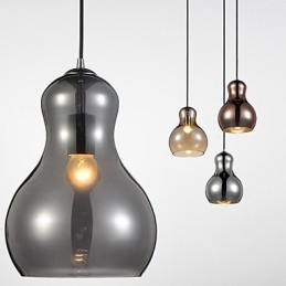 Lampada a sospensione a forma di zucca, 1 luce, moderna semplicità, oro cromato, oro rosa, ambra, grigio fumé, vetro e acciaio al carbonio