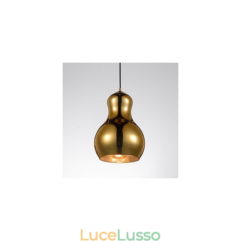 Lampada a sospensione a forma di zucca, 1 luce, moderna semplicità, oro cromato, oro rosa, ambra, grigio fumé, vetro e acciaio al carbonio