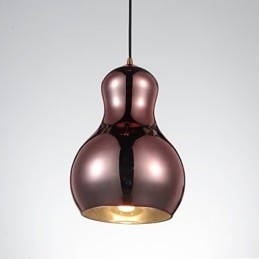 Lampada a sospensione a forma di zucca, 1 luce, moderna semplicità, oro cromato, oro rosa, ambra, grigio fumé, vetro e acciaio al carbonio