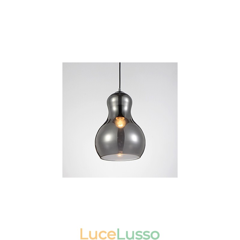 Lampada a sospensione a forma di zucca, 1 luce, moderna semplicità, oro cromato, oro rosa, ambra, grigio fumé, vetro e acciaio al carbonio
