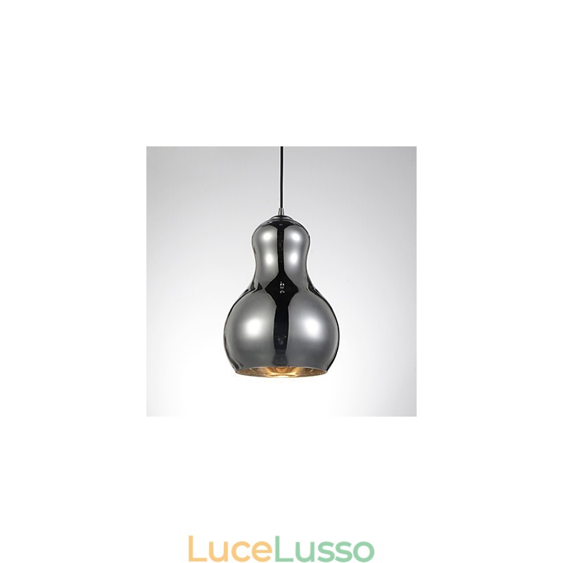 Lampada a sospensione a forma di zucca, 1 luce, moderna semplicità, oro cromato, oro rosa, ambra, grigio fumé, vetro e acciaio al carbonio
