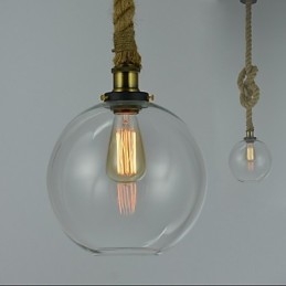 Lampadario in vetro creativo industriale vintage country americano con testa singola e corda