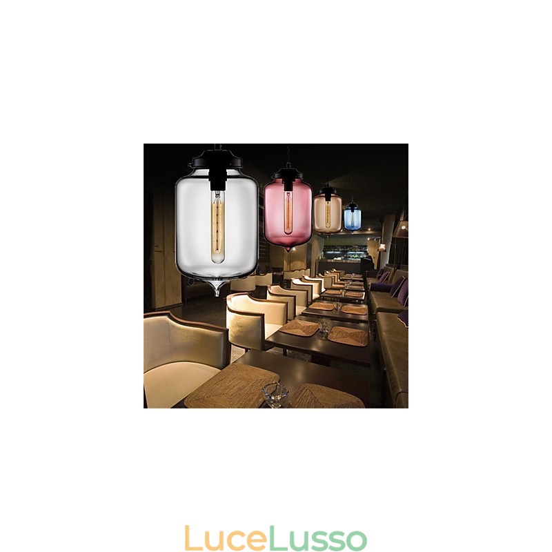 Lampada a sospensione in vetro a testa singola creativa retrò Cafe nella boccia dei pesci rossi