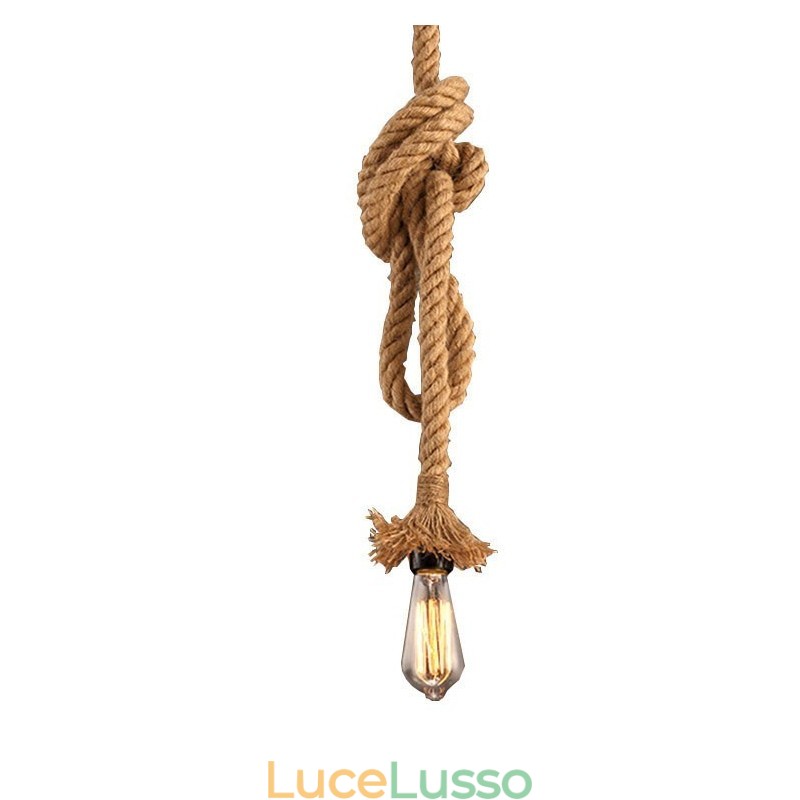 1 luce fai da te arte corda di canapa luce lampadario creativo corda di canapa lungo 100 cm Invia 1 lampadina
