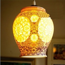Lampada in ceramica retrò Lampadario a testa singola blu Scale Lampadario creativo