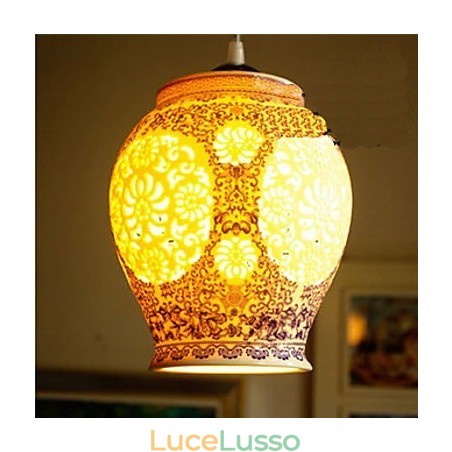 Lampada in ceramica retrò Lampadario a testa singola blu Scale Lampadario creativo Lampada in ceramica retrò Lampadario a testa singola blu Scale Lampadario creativo