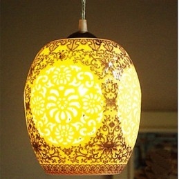 Lampada in ceramica retrò Lampadario a testa singola blu Scale Lampadario creativo