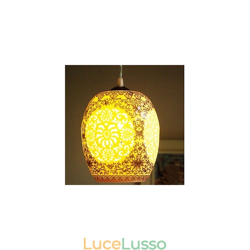 Lampada in ceramica retrò Lampadario a testa singola blu Scale Lampadario creativo