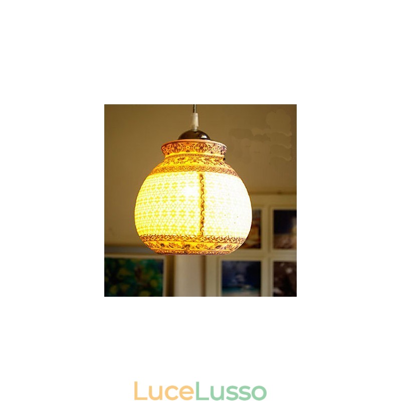 Lampada in ceramica retrò Lampadario a testa singola blu per scale Lampadario creativo
