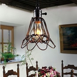 Lampada a vento industriale americana retrò piccolo lampadario gabbia di ferro