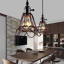 Lampada a vento industriale americana retrò piccolo lampadario gabbia di ferro